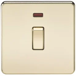 Knightsbridge SF8341NPB 20A 1-Gang DP Control Switch Polished Brass With LED