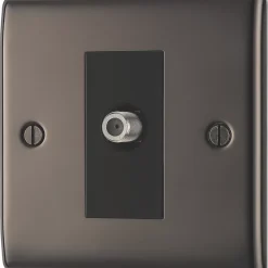 British General Nexus Metal 1-Gang F-Type Satellite Socket Black Nickel