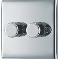 British General Nexus Metal 2-Gang 2-Way LED Dimmer Switch Polished Chrome