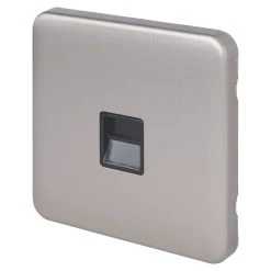 Schneider Electric Lisse Deco Master Telephone Socket Brushed Stainless Steel With Black Inserts