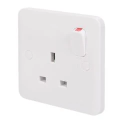 Schneider Electric Lisse 13A 1-Gang DP Switched Plug Socket White
