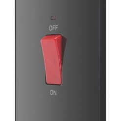 British General Evolve 45A 1-Gang 2-Pole Cooker Switch Black With LED With Black Inserts