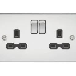 Knightsbridge FPR9000PC 13A 2-Gang DP Switched Double Socket Polished Chrome With Black Inserts