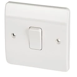 MK Logic Plus 10AX 1-Gang 1-Way Light Switch White