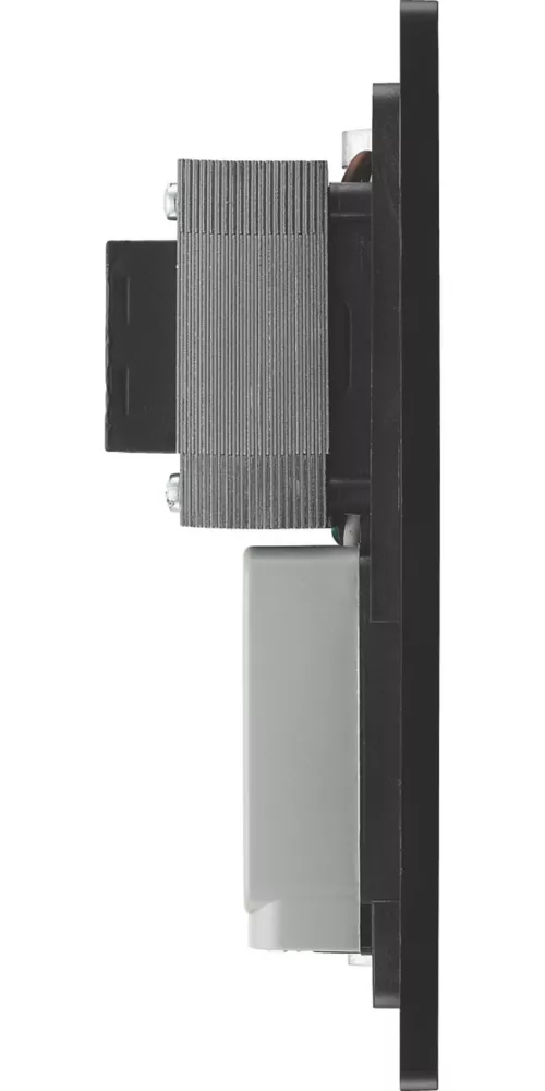 British General Evolve 2-Gang Dual Voltage Shaver Socket 115/240V Satin Brass With Black Inserts - Image 6