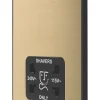 British General Evolve 2-Gang Dual Voltage Shaver Socket 115/240V Satin Brass With Black Inserts
