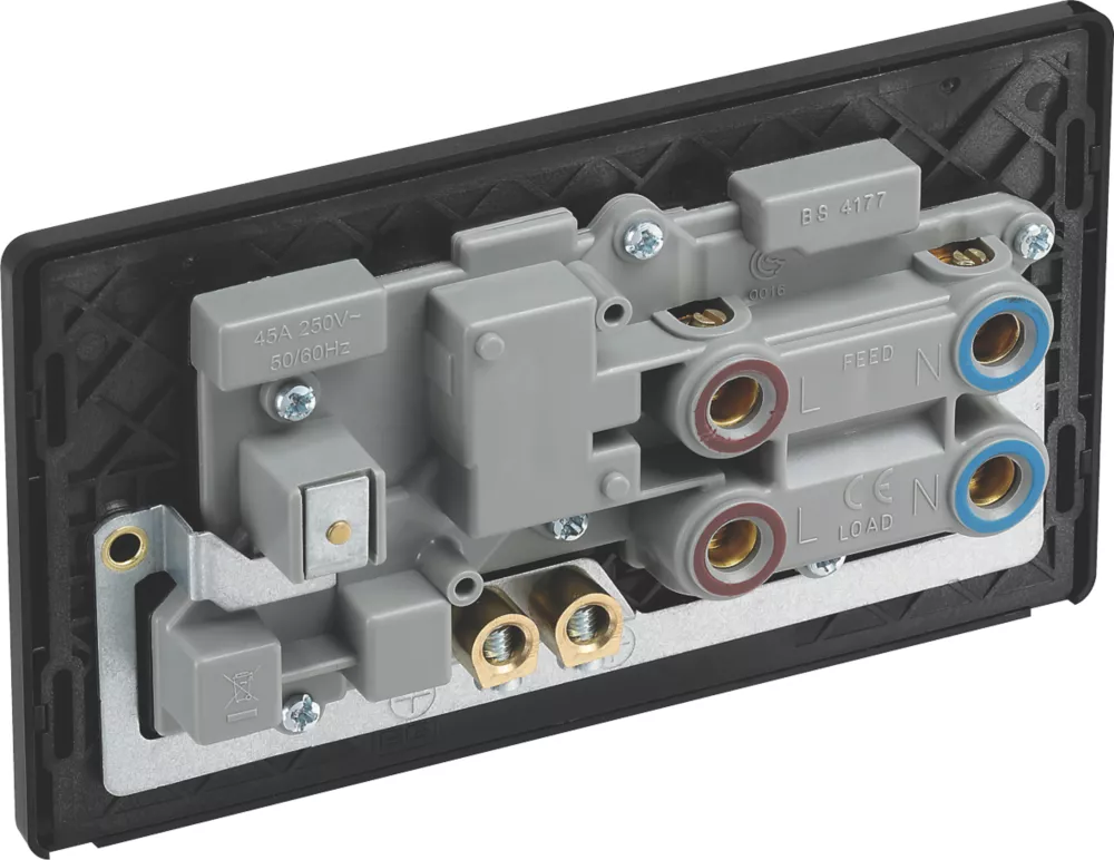 British General Evolve 45A 2-Gang 2-Pole Cooker Switch & 13A DP Switched Socket Grey With LED With Black Inserts - Image 5