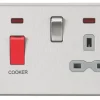 Knightsbridge CS83BCG 45 & 13A 2-Gang DP Cooker Switch & 13A DP Switched Socket Brushed Chrome With LED With Colour-Matched Inserts