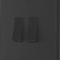 British General Evolve 20 A 16AX 2-Gang 2-Way Light Switch Matt Black With Black Inserts