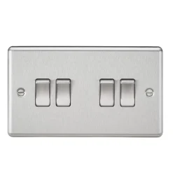 Knightsbridge CL41BC 10AX 4-Gang 2-Way Light Switch Brushed Chrome