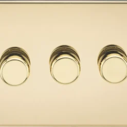 Knightsbridge FP2183PB 3-Gang 2-Way LED Dimmer Switch Polished Brass