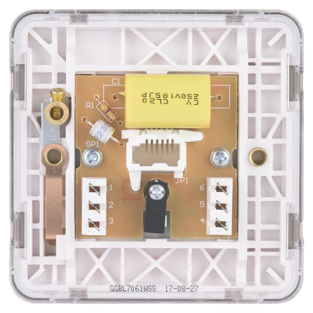 Schneider Electric Lisse Deco Master Telephone Socket Brushed Stainless Steel With White Inserts - Image 4