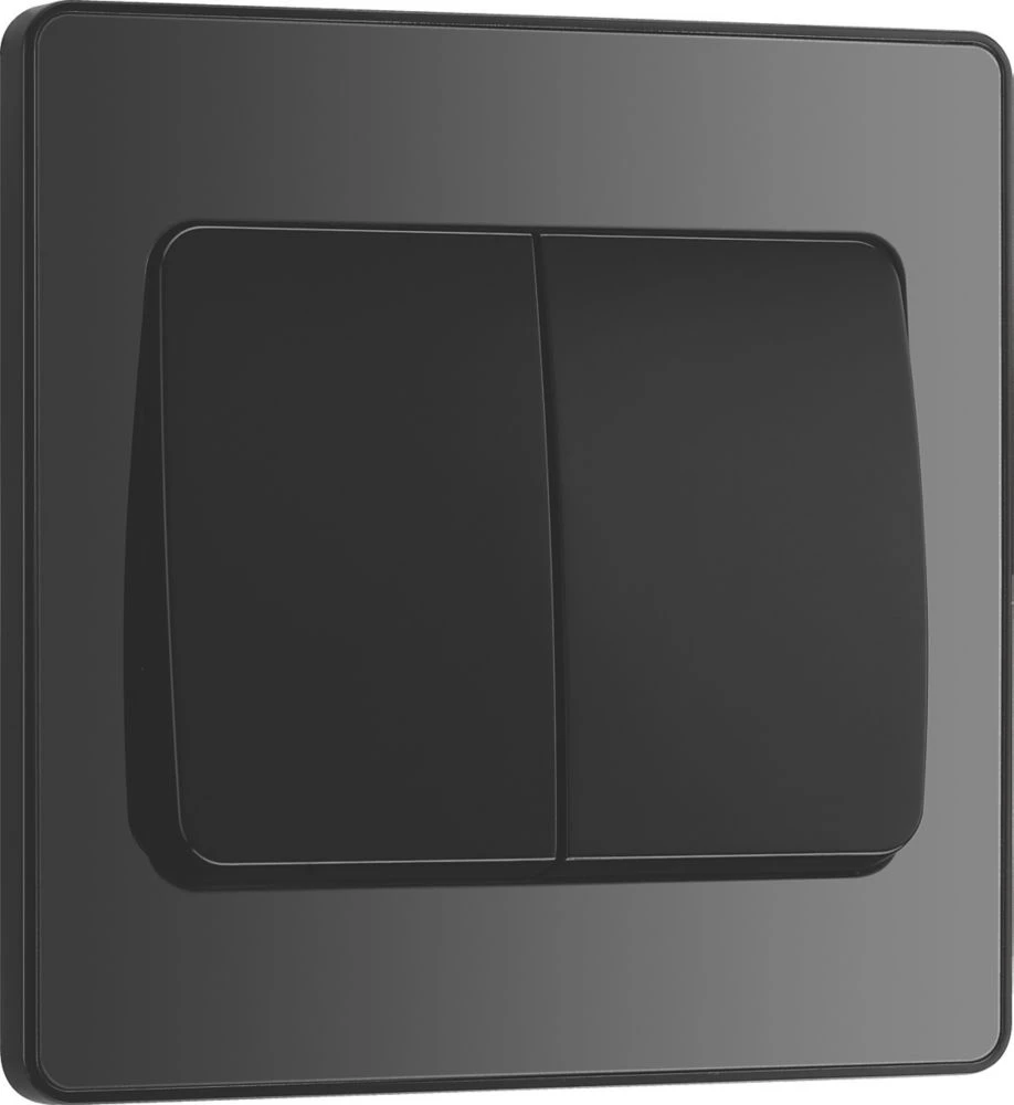 British General Evolve 20 A 16AX 2-Gang 2-Way Wide Rocker Light Switch Black With Black Inserts - Image 2