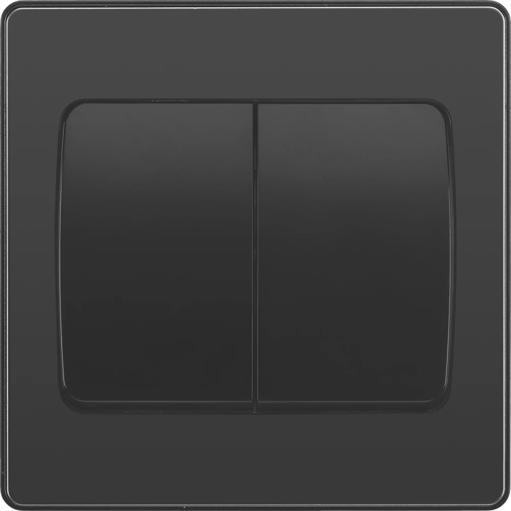 British General Evolve 20 A 16AX 2-Gang 2-Way Wide Rocker Light Switch Black With Black Inserts - Image 3