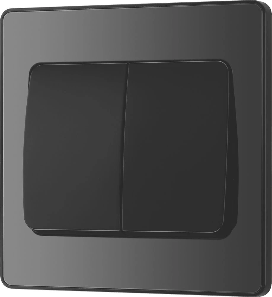 British General Evolve 20 A 16AX 2-Gang 2-Way Wide Rocker Light Switch Black With Black Inserts - Image 4