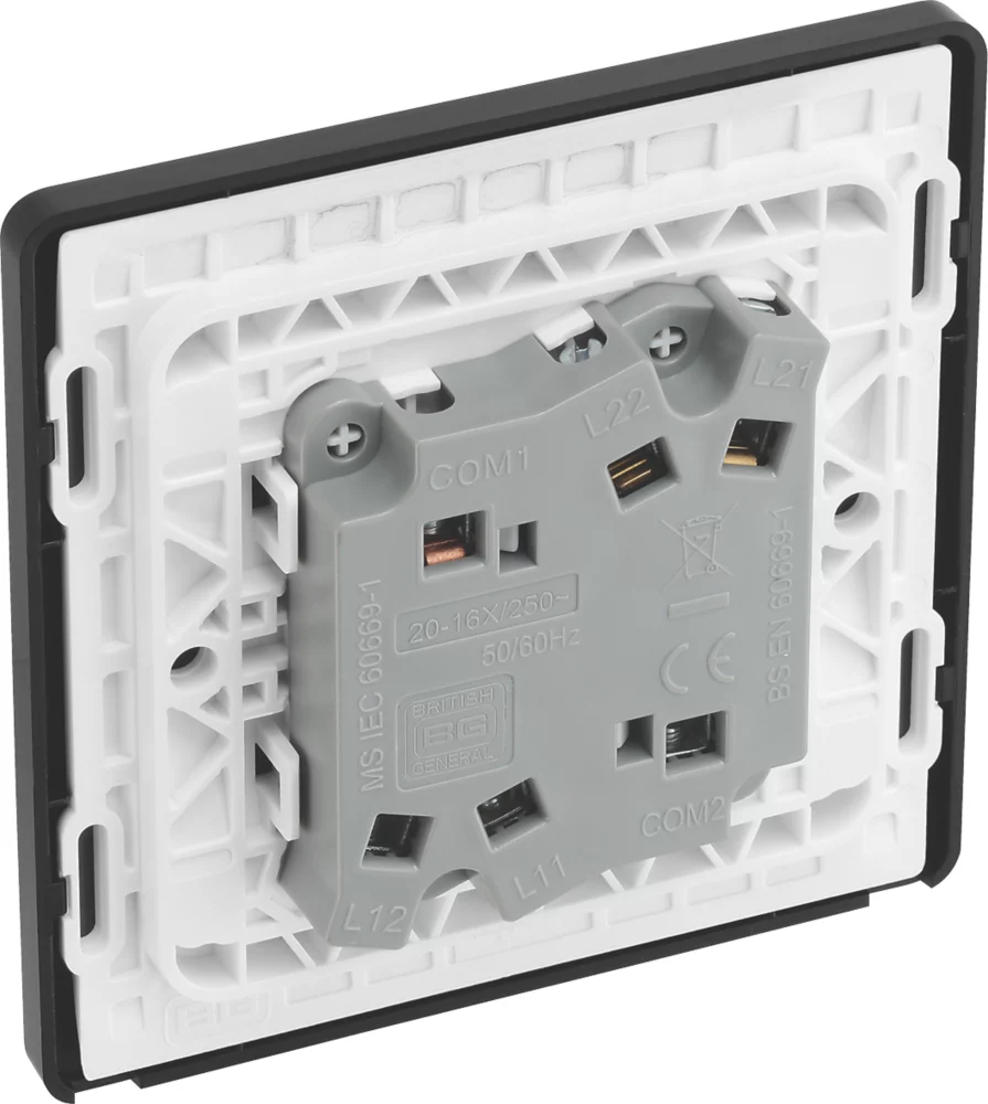 British General Evolve 20 A 16AX 2-Gang 2-Way Wide Rocker Light Switch Black With Black Inserts - Image 5