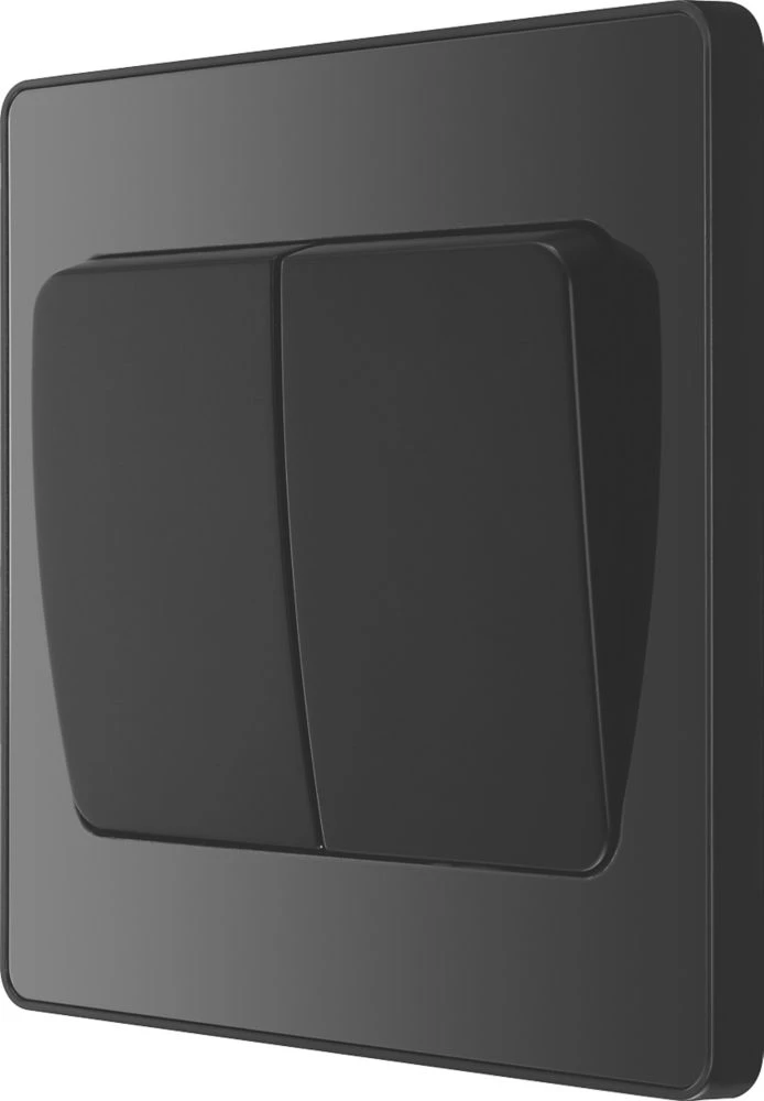 British General Evolve 20 A 16AX 2-Gang 2-Way Wide Rocker Light Switch Black With Black Inserts