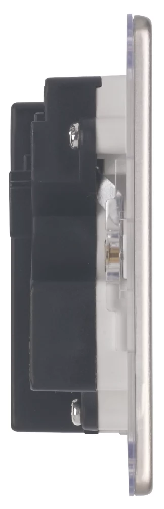 Varilight 13AX 2-Gang Unswitched Socket + 2.1A 2-Outlet Type A USB Charger Satin Chrome With Black Inserts - Image 3