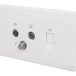 Schneider Electric Lisse 2-Gang Quadruplex Multimedia Socket White With White Inserts