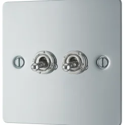 LAP 10AX 2-Gang 2-Way Toggle Switch Polished Chrome