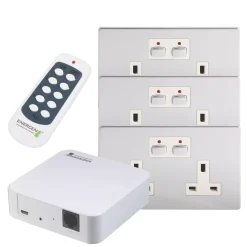 Energenie MiHome 13A 2-Gang SP Switched Smart Socket Bundle Brushed Chrome