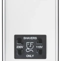 Knightsbridge CL89PC 2-Gang Dual Voltage Shaver Socket 115 V / 230V Polished Chrome With Black Inserts
