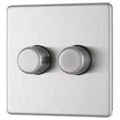 LAP 2-Gang 2-Way LED Dimmer Switch Brushed Stainless Steel