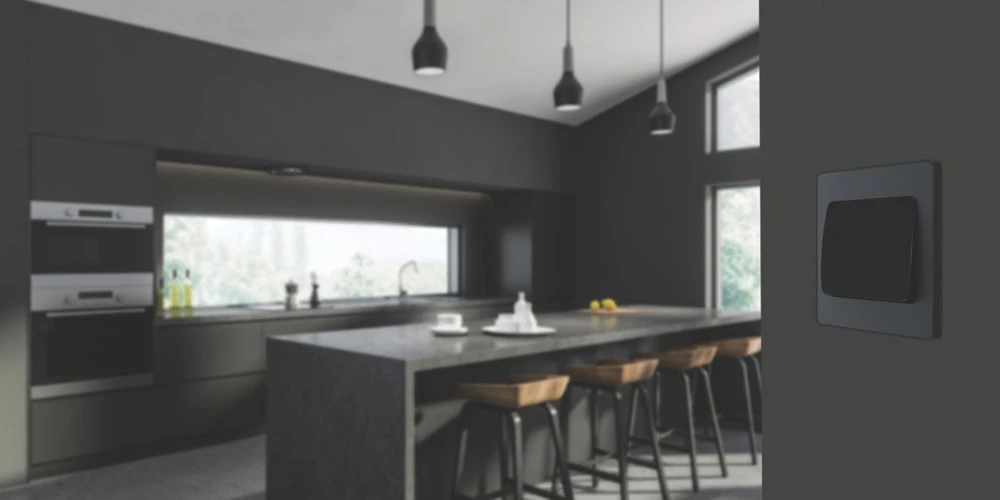 British General Evolve 20 A 16AX 1-Gang 2-Way Wide Rocker Light Switch Grey With Black Inserts - Image 7