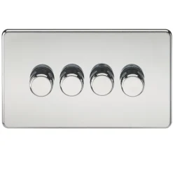 Knightsbridge SF2184PC 4-Gang 2-Way LED Dimmer Switch Polished Chrome