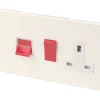 Varilight 45AX 2-Gang DP Cooker Switch & 13A DP Switched Socket White Chocolate With White Inserts