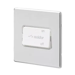 MK Aspect 10A 1-Gang 3-Pole Fan Isolator Switch Polished Chrome With White Inserts