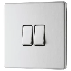 LAP 20A 16AX 2-Gang 2-Way Light Switch Brushed Stainless Steel