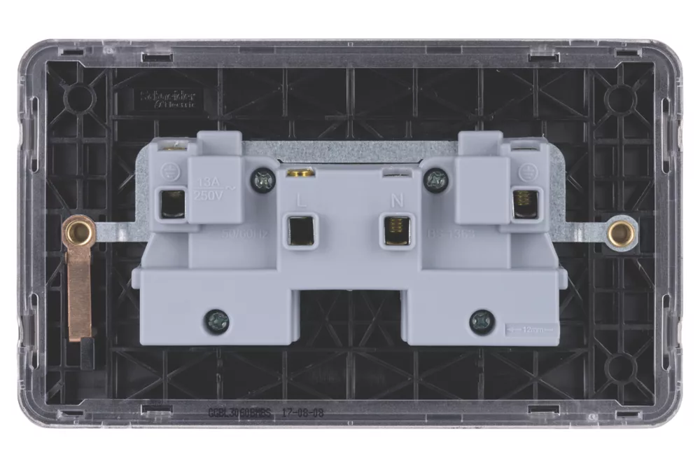 Schneider Electric Lisse Deco 13A 2-Gang Unswitched Plug Socket Mocha Bronze With Black Inserts - Image 4