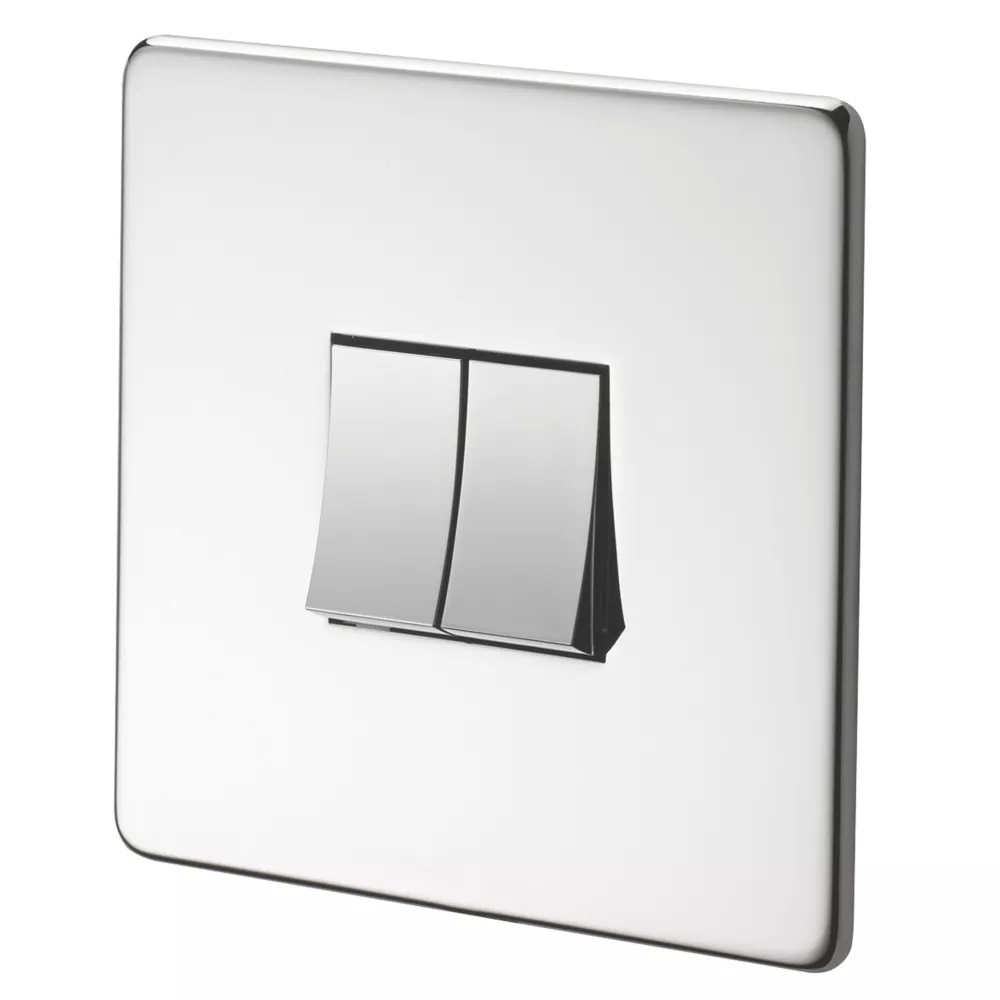 Crabtree Platinum 10AX 2-Gang 2-Way Light Switch Polished Chrome