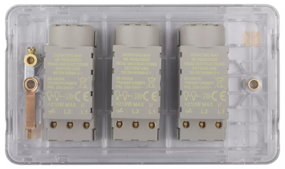 Schneider Electric Lisse Deco 3-Gang 2-Way Dimmer Brushed Stainless Steel - Image 4