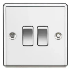 Knightsbridge CL3PC 10AX 2-Gang 2-Way Light Switch Polished Chrome
