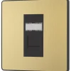 British General Evolve RJ45 Ethernet Socket Satin Brass With Black Inserts