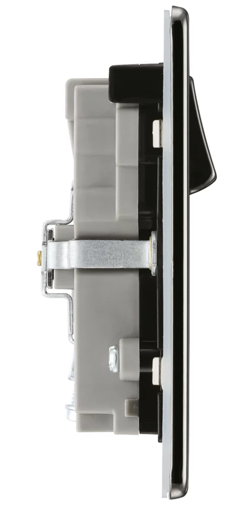 LAP 13A 2-Gang DP Switched Socket + 4.2A 2-Outlet Type A & C USB Charger Black Nickel With Black Inserts - Image 3