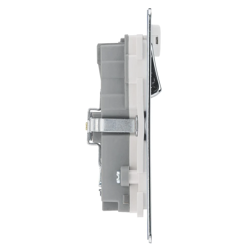 LAP 13A 2-Gang SP Switched Wi-Fi Extender Socket + 2.1A 1-Outlet Type A USB Charger Polished Chrome With White Inserts - Image 5