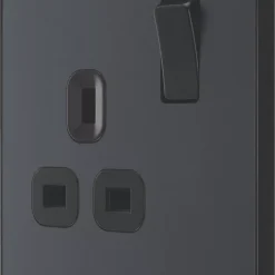 British General Evolve 13A 1-Gang SP Switched Socket Grey With Black Inserts