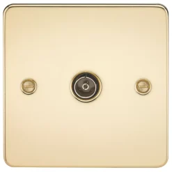Knightsbridge FP0100PB 1-Gang Coaxial TV Socket Polished Brass