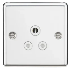 Knightsbridge CL5APCW 5A 1-Gang Unswitched Socket Polished Chrome With White Inserts