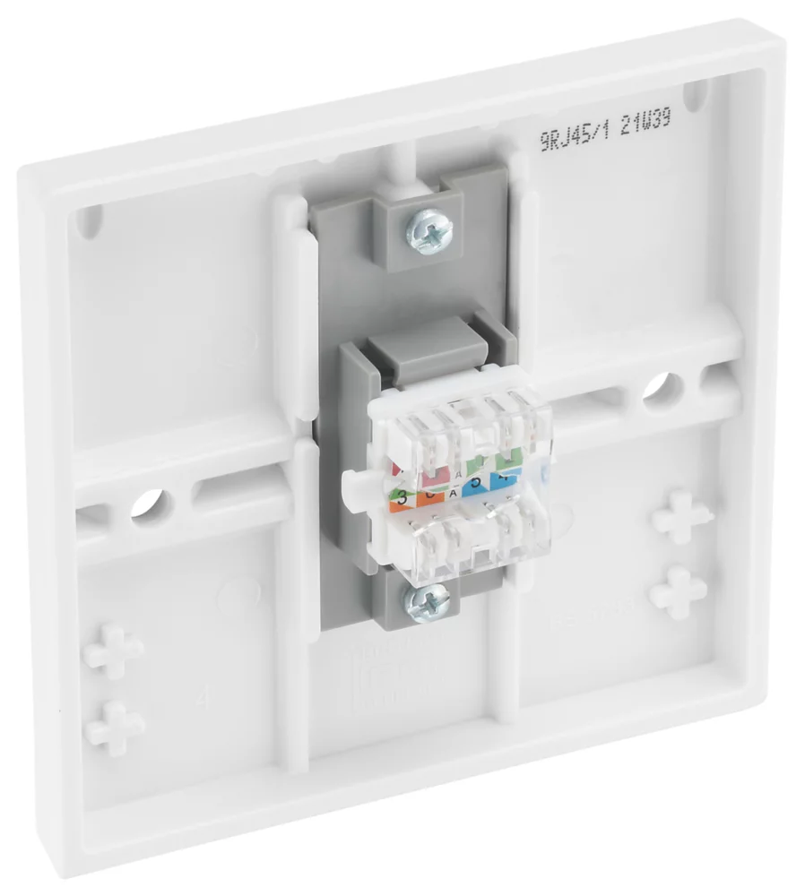 British General 900 Series RJ45 Ethernet Socket White With White Inserts - Image 3