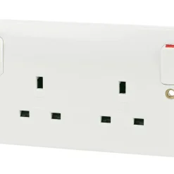 MK Logic Plus 13A 2-Gang DP Switched Plug Socket White