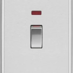 Knightsbridge CL82MNBC 45A 2-Gang DP Control Switch Brushed Chrome With LED