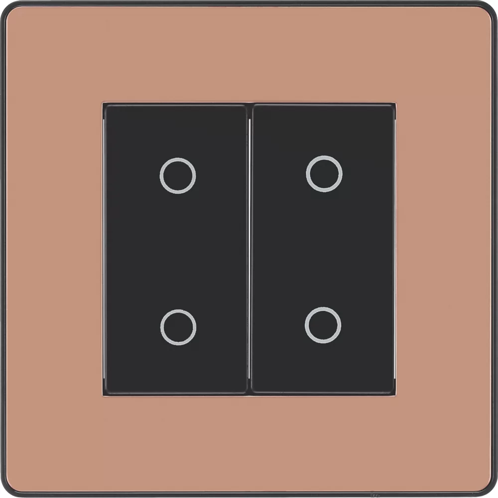 British General Evolve 2-Gang 2-Way LED Double Secondary Touch Trailing Edge Dimmer Switch Copper With Black Inserts - Image 3