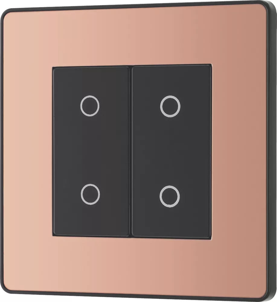 British General Evolve 2-Gang 2-Way LED Double Secondary Touch Trailing Edge Dimmer Switch Copper With Black Inserts - Image 4