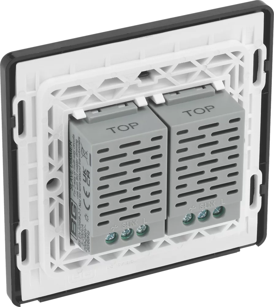 British General Evolve 2-Gang 2-Way LED Double Secondary Touch Trailing Edge Dimmer Switch Copper With Black Inserts - Image 5