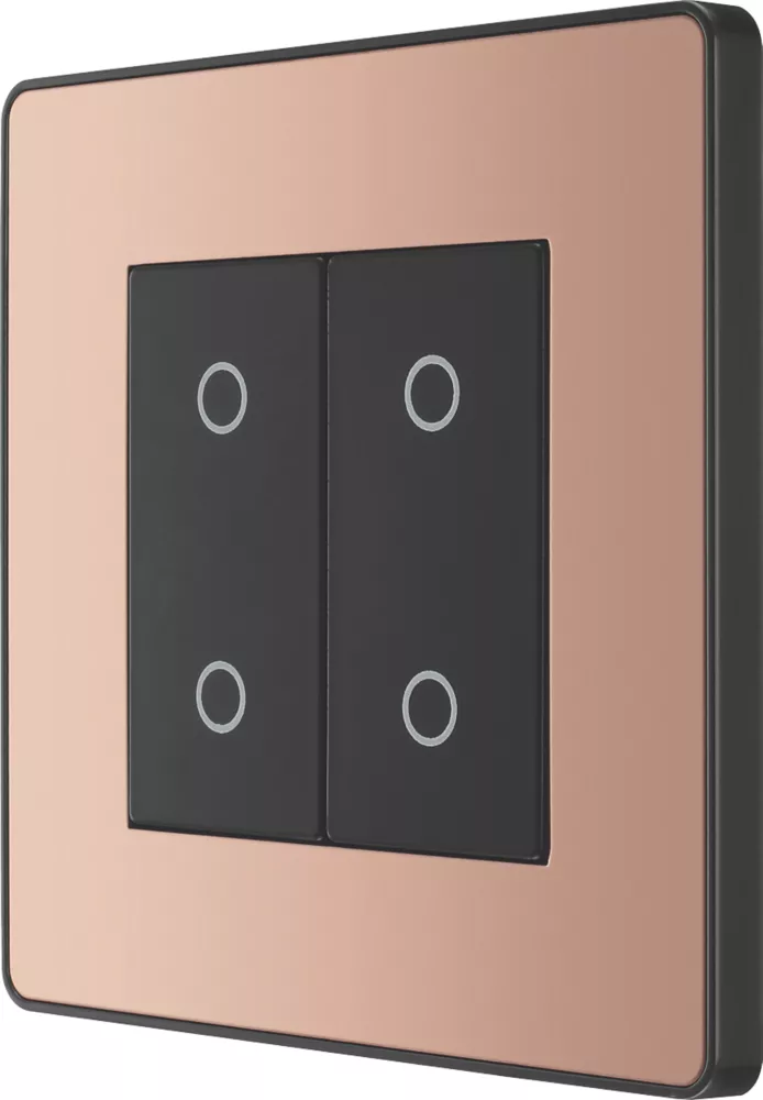 British General Evolve 2-Gang 2-Way LED Double Secondary Touch Trailing Edge Dimmer Switch Copper With Black Inserts