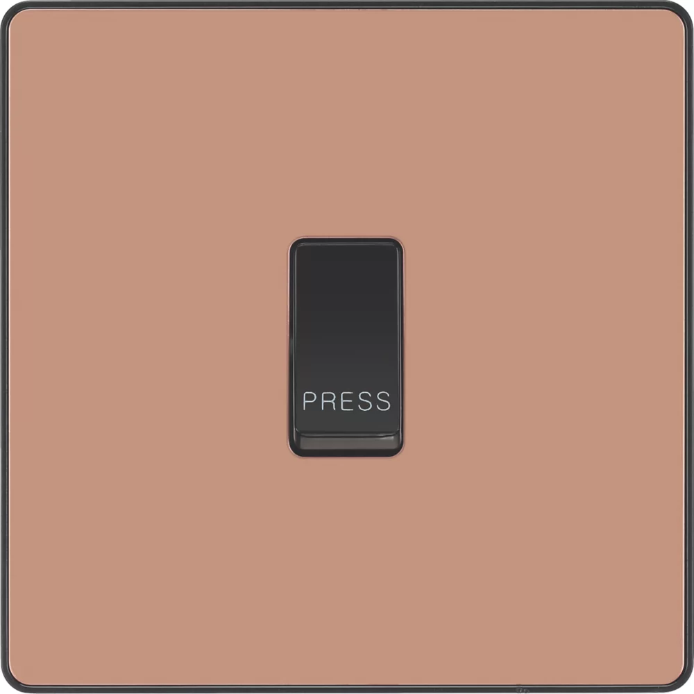 British General Evolve 10A 1-Gang 1-Way Bell Push Switch Copper With Black Inserts - Image 3